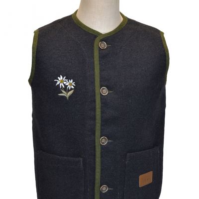 gilet modello tirolese in lana e lana cotta
