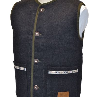 gilet modello tirolese in lana e lana cotta