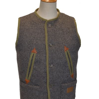 gilet modello tirolese in lana e lana cotta
