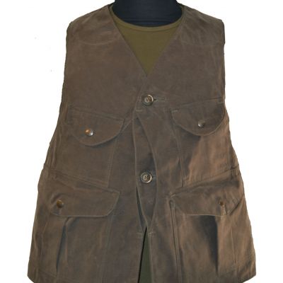 Gilet multi tasche con carniere veloce in canvas cerato antispina