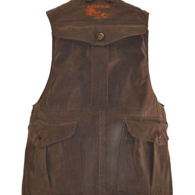 Gilet multi tasche con carniere veloce in canvas cerato antispina