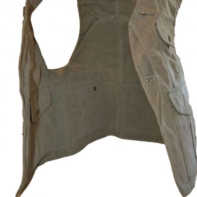 Gilet multi tasche con carniere veloce in canvas cerato antispina