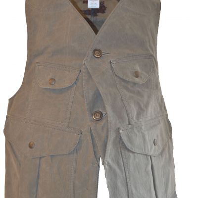 Gilet multi tasche con carniere veloce in canvas cerato antispina