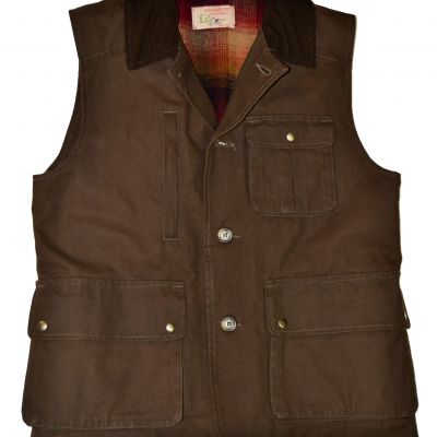 Gilet tessuto canvas antistrappo, trattato con cera oleosa resistente ai lavaggi