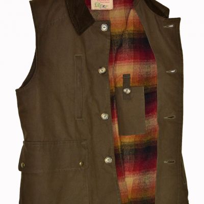 Gilet tessuto canvas antistrappo, trattato con cera oleosa resistente ai lavaggi