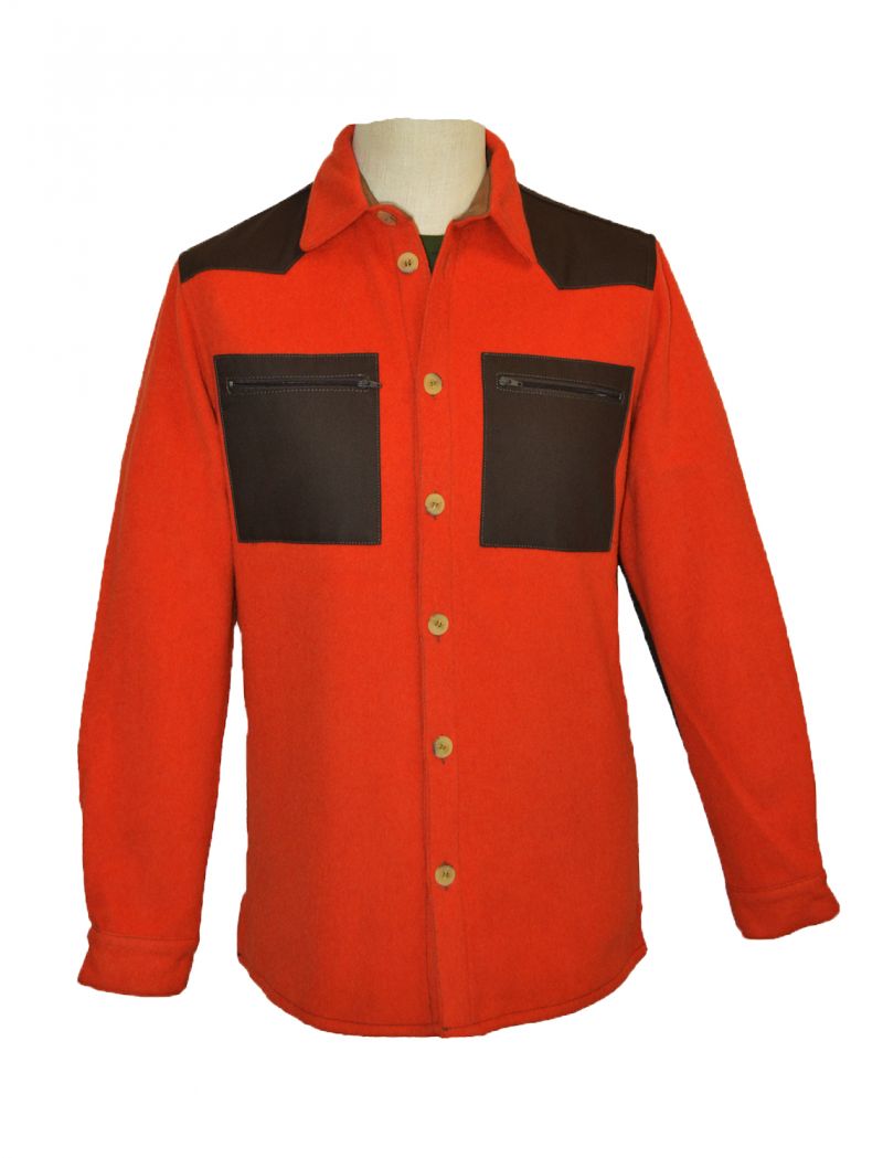 Camicia produzione artigianale, modello country, in morbido panno di pura lana 