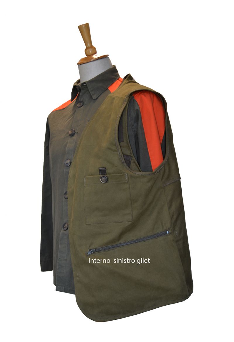 Gilet bicolore confezionato artigianalmente in cotone canvas totalmente antistrappo e antispina