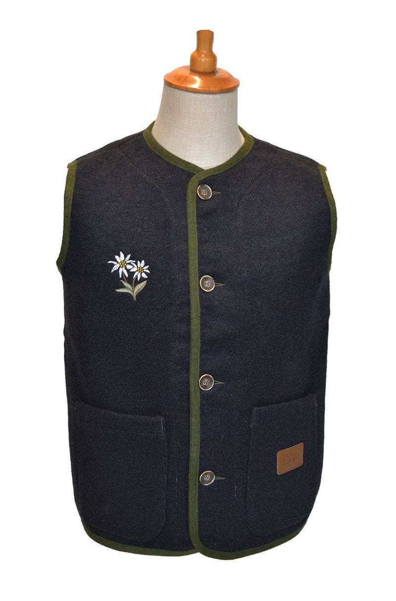 gilet modello tirolese in lana e lana cotta