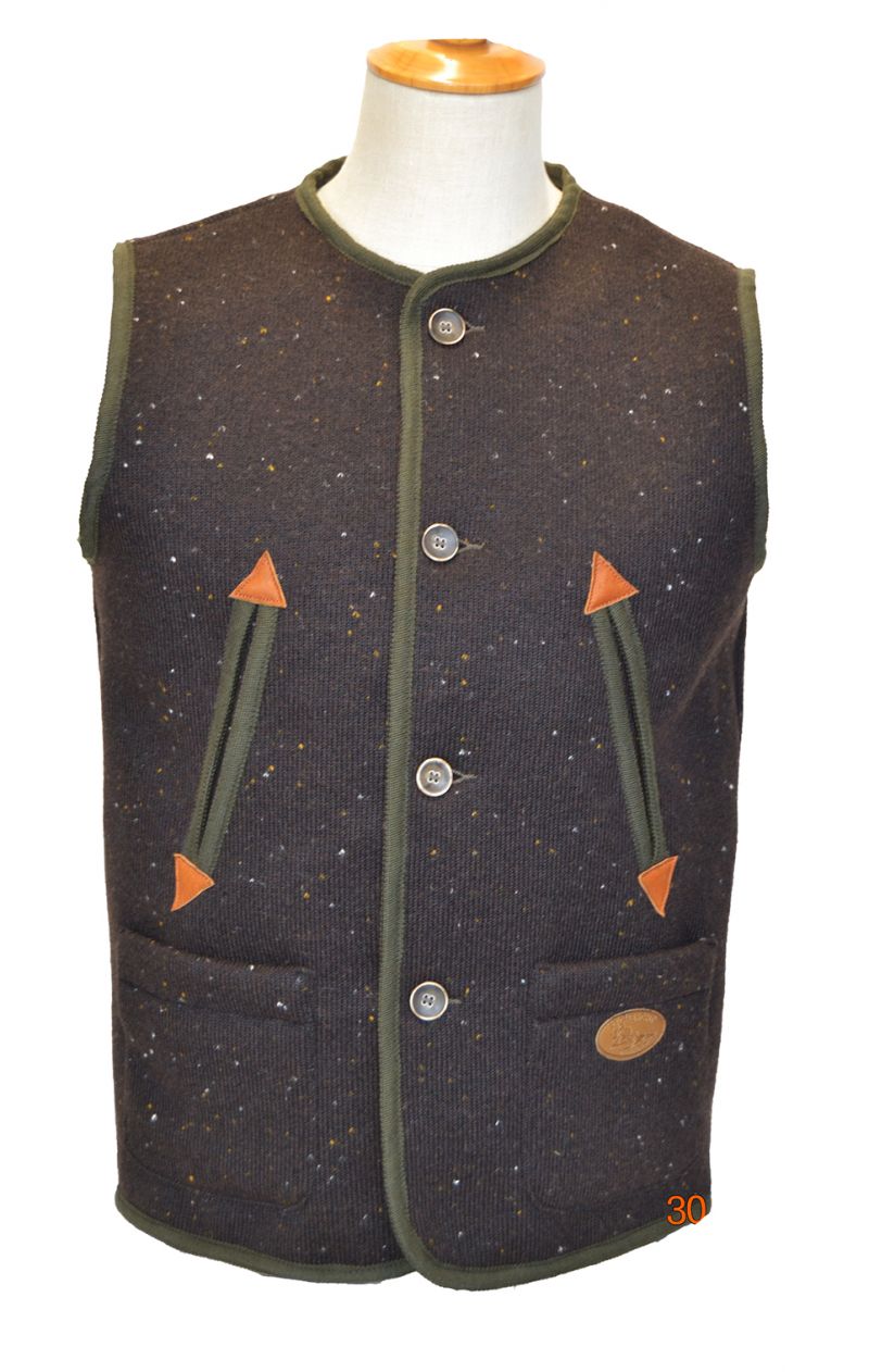 gilet modello tirolese in lana e lana cotta
