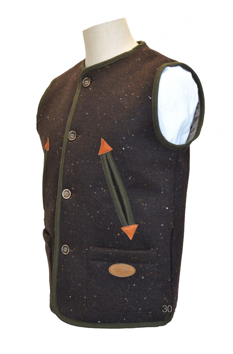gilet modello tirolese in lana e lana cotta
