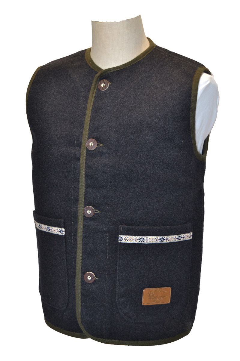 gilet modello tirolese in lana e lana cotta