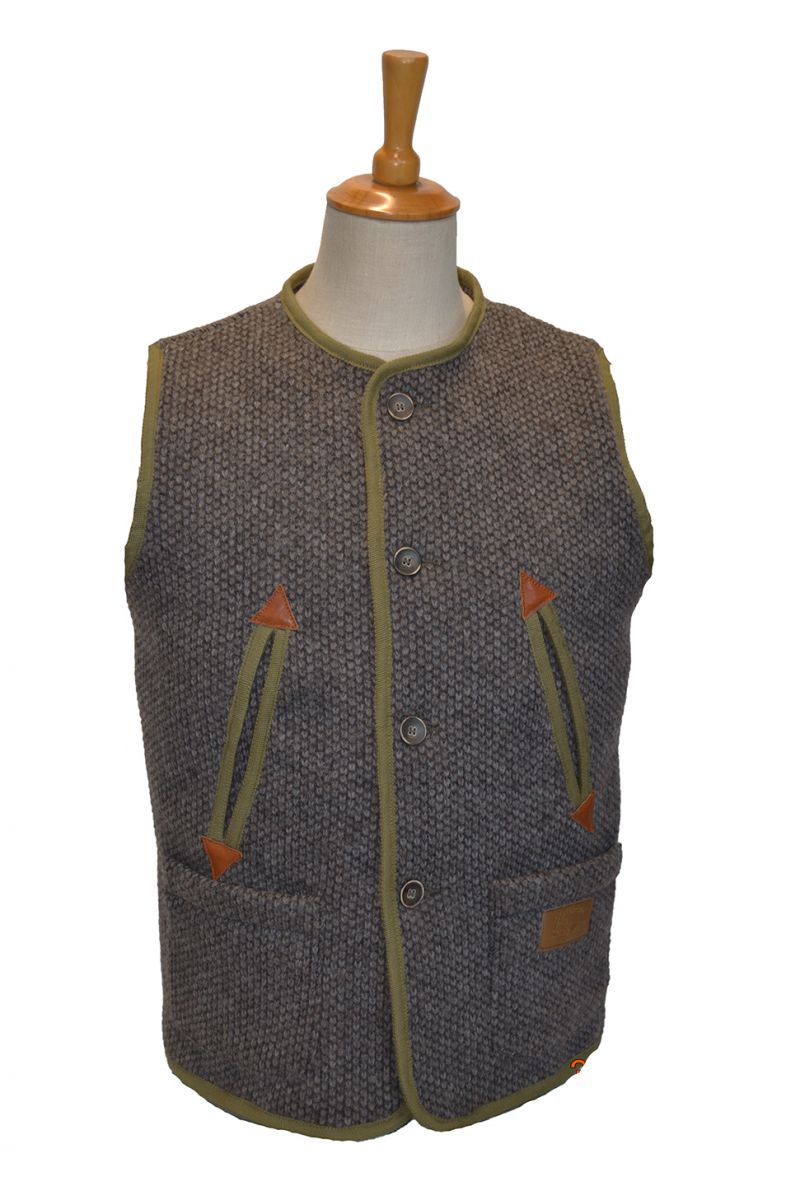 gilet modello tirolese in lana e lana cotta