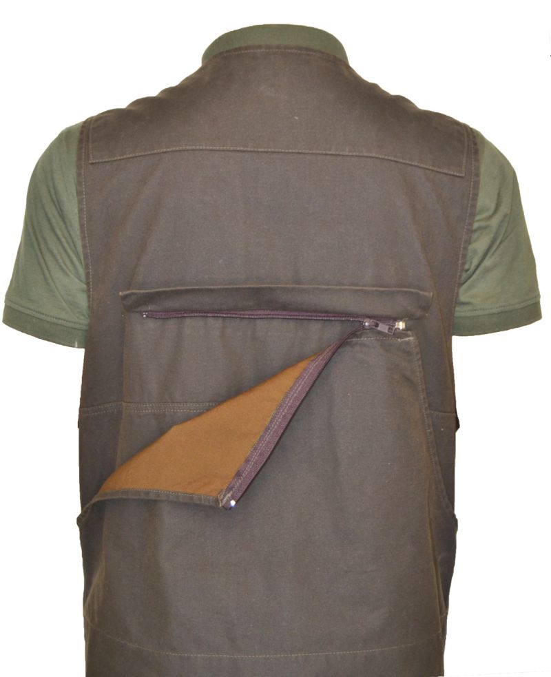 Gilet Beccaccia prodotto artigianalmente in cotone canvas trattato con oliatura resistente ai lavaggi, totalmente antispina e antistrappo